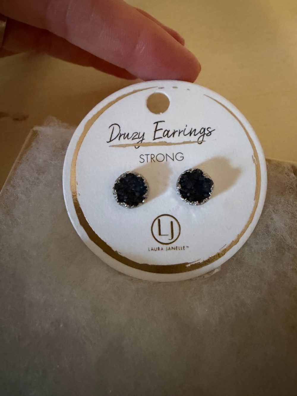 Black Druzy Stud Earrings